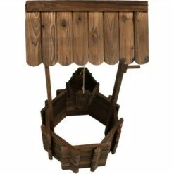 Sunnydaze Decor Sunnydaze Outdoor Fir Wood Wishing Well Garden Planter with Hanging Flower Bucket for Garden or Yard - 45" H - Brown -Cheap Planters Store unnamed file 3243