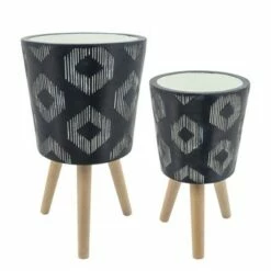 Sagebrook Home Set of 2 Diamond Polyresin Planters with Wood Legs Gray -Cheap Planters Store unnamed file 3253