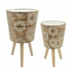 Sagebrook Home Set of 2 Diamond Polyresin Planters with Wood Legs Gray -Cheap Planters Store unnamed file 3254