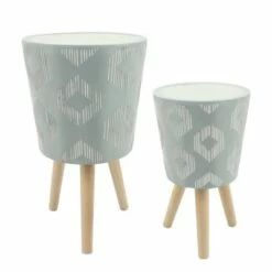 Sagebrook Home Set of 2 Diamond Polyresin Planters with Wood Legs Gray -Cheap Planters Store unnamed file 3255