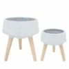 Set of 2 Terrazzo Planter with Wood Legs - Sagebrook Home White