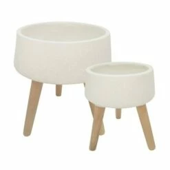 Set of 2 Terrazzo Planter with Wood Legs - Sagebrook Home White -Cheap Planters Store unnamed file 3260