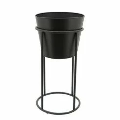 Sagebrook Home Set of 2 Metal Planters Black