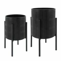 Sagebrook Home Set of 2 Ridged Planters in Wood Stand White -Cheap Planters Store unnamed file 3274