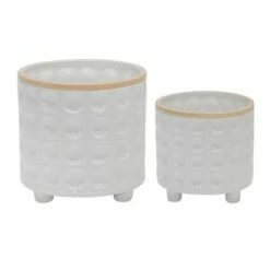 Set of 2 Ceramic Dimpled Footed Planter White - Sagebrook Home -Cheap Planters Store unnamed file 3287