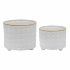 Set of 2 Ceramic Dimpled Footed Planter White - Sagebrook Home -Cheap Planters Store unnamed file 3288