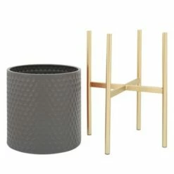 Sagebrook Home Set of 2 Honeycomb Planters on Metal Stand Olive/gold -Cheap Planters Store unnamed file 3291