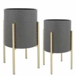 Sagebrook Home Set of 2 Honeycomb Planters on Metal Stand Olive/gold -Cheap Planters Store unnamed file 3294