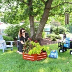 Sunnydaze Decor Sunnydaze Hot Dip Galvanized Steel Raised Hexagon Garden Bed for Plants, Vegetables, and Flowers - 40" W x 11" H - Woodgrain -Cheap Planters Store unnamed file 330