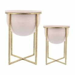 Sagebrook Home Set of 2 Metal Planters with Stand Pink/gold -Cheap Planters Store unnamed file 3302