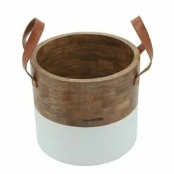 Sagebrook Home 10" Wood Bucket Planter with Leather Handles Brown/White 9 Sagebrook Home 10" Wood Bucket Planter with Leather Handles Brown/White -Cheap Planters Store unnamed file 3306
