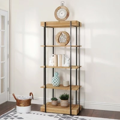 Sagebrook Home 10" Wood Bucket Planter with Leather Handles Brown/White 7 Sagebrook Home 10" Wood Bucket Planter with Leather Handles Brown/White - Image 5