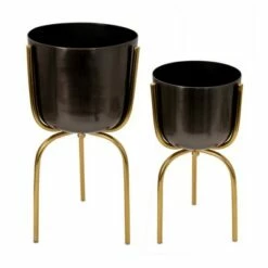 Metal Planter on Tripod - Sagebrook Home Gunmetal/gold