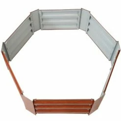 Sunnydaze Decor Sunnydaze Hot Dip Galvanized Steel Raised Hexagon Garden Bed for Plants, Vegetables, and Flowers - 40" W x 11" H - Woodgrain -Cheap Planters Store unnamed file 331