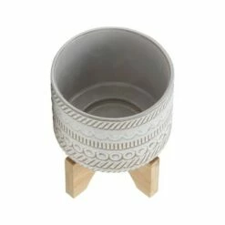 Geometric Planter with Wood Stand - Sagebrook Home Beige -Cheap Planters Store unnamed file 3332