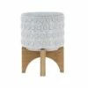Circle Pattern Ceramic Planter on Wooden Stand White - Sagebrook Home -Cheap Planters Store unnamed file 3344