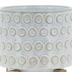 Circle Pattern Ceramic Planter on Wooden Stand White - Sagebrook Home -Cheap Planters Store unnamed file 3348