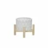 Ceramic Diamond Planter with Wood Stand White - Sagebrook Home