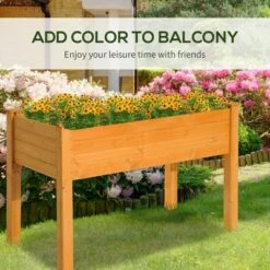 Outsunny 4' x 2' Wooden Raised Garden Bed Planter Box with Durable Build Compact Design & 3 Water Drain Holes -Cheap Planters Store unnamed file 336