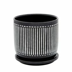 Vertical Lines Planter with Saucer Black - Sagebrook Home -Cheap Planters Store unnamed file 3374