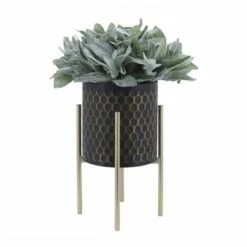 Sagebrook Home Set of 2 Honeycomb Planters on Metal Stand Black/Gold -Cheap Planters Store unnamed file 3377