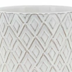 Ceramic Diamond Etched Flower Pot with Wooden Stand Beige - Sagebrook Home -Cheap Planters Store unnamed file 3386