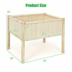 Costway Raised Garden Bed 42''x30''x32'' Elevated Wood Planter Box Stand Patio Yard
