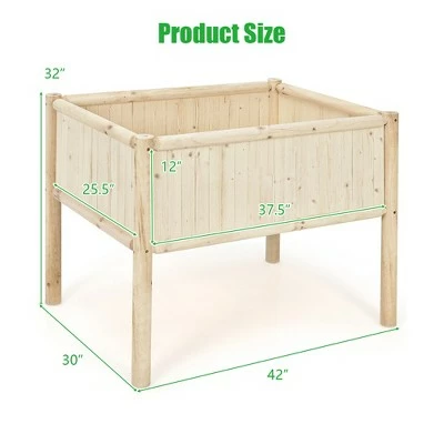 Costway Raised Garden Bed 42''x30''x32'' Elevated Wood Planter Box Stand Patio Yard 3 Costway Raised Garden Bed 42''x30''x32'' Elevated Wood Planter Box Stand Patio Yard