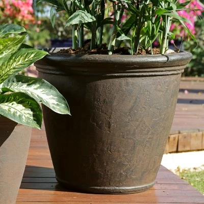 Sunnydaze Decor Sunnydaze Indoor/Outdoor Patio, Garden, or Porch Weather-Resistant Double-Walled Anjelica Flower Pot Planter - 24" - Rust Finish - 2pk 4 Sunnydaze Decor Sunnydaze Indoor/Outdoor Patio, Garden, or Porch Weather-Resistant Double-Walled Anjelica Flower Pot Planter - 24" - Rust Finish - 2pk - Image 2
