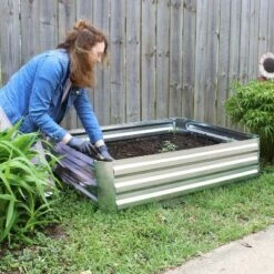 Sunnydaze Decor Sunnydaze Raised Corrugated Galvanized Steel Rectangle Garden Bed for Plants, Vegetables, and Flowers - 47" W x 11.75" H - Silver -Cheap Planters Store unnamed file 34