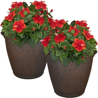 Sunnydaze Decor Sunnydaze Indoor/Outdoor Patio, Garden, or Porch Weather-Resistant Double-Walled Anjelica Flower Pot Planter - 24" - Rust Finish - 2pk 5 Sunnydaze Decor Sunnydaze Indoor/Outdoor Patio, Garden, or Porch Weather-Resistant Double-Walled Anjelica Flower Pot Planter - 24" - Rust Finish - 2pk - Image 3