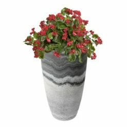 Algreen 43429 Acerra 12 Inch Diameter x 20 Inch Tall Curved Yard and Patio Vase Garden Flower Plant Planter Pot, Marble (2 Pack) -Cheap Planters Store unnamed file 3403