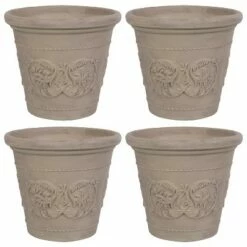 Sunnydaze Decor Sunnydaze Arabella Polyresin Outdoor/Indoor Extra-Durable Double-Walled Fade-Resistant Flower Pot Planter - 20" Diameter - 4-Pack - Beige -Cheap Planters Store unnamed file 3437