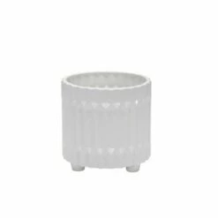 Set of 2 Ceramic Fluted Planter with Feet White - Sagebrook Home