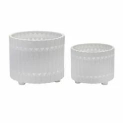 Set of 2 Ceramic Fluted Planter with Feet White - Sagebrook Home -Cheap Planters Store unnamed file 3450