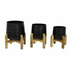Sagebrook Home Set of 3 Metal Planters with Wood Stand Black 10 Sagebrook Home Set of 3 Metal Planters with Wood Stand Black -Cheap Planters Store unnamed file 3459