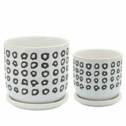 Aztec Planter with Saucer Black - Sagebrook Home