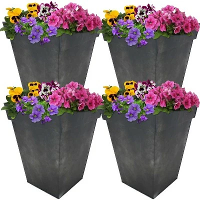 Sunnydaze Decor Sunnydaze Modern Decorative Indoor/Outdoor Galvanized Steel Planters for Planting Flowers, Plants and Herbs - 13.75" Square - Charcoal - 4-Pack 6 Sunnydaze Decor Sunnydaze Modern Decorative Indoor/Outdoor Galvanized Steel Planters for Planting Flowers, Plants and Herbs - 13.75" Square - Charcoal - 4-Pack - Image 4