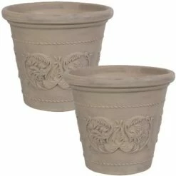 Sunnydaze Decor Sunnydaze Arabella Polyresin Outdoor/Indoor Extra-Durable Double-Walled Fade-Resistant Flower Pot Planter - 20" Diameter - 2-Pack - Beige -Cheap Planters Store unnamed file 3498