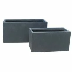 Rosemead Home & Garden, Inc. 31" Set of 2 Kante Lightweight Concrete Modern Long Low Granite Outdoor Rectangular Planter - Rosemead Home & Garden, Inc Charcoal Gray -Cheap Planters Store unnamed file 3505