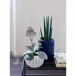 Ceramic Fluted Flower Pot - White (6") - 3R Studios