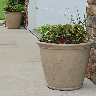 Sunnydaze Decor Sunnydaze Indoor/Outdoor Patio, Garden, or Porch Weather-Resistant Double-Walled Anjelica Flower Pot Planter - 24" - Beige - 4pk 3 Sunnydaze Decor Sunnydaze Indoor/Outdoor Patio, Garden, or Porch Weather-Resistant Double-Walled Anjelica Flower Pot Planter - 24" - Beige - 4pk