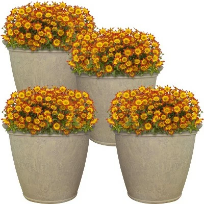 Sunnydaze Decor Sunnydaze Indoor/Outdoor Patio, Garden, or Porch Weather-Resistant Double-Walled Anjelica Flower Pot Planter - 24" - Beige - 4pk 5 Sunnydaze Decor Sunnydaze Indoor/Outdoor Patio, Garden, or Porch Weather-Resistant Double-Walled Anjelica Flower Pot Planter - 24" - Beige - 4pk - Image 3