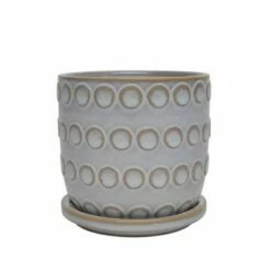 Ceramic Bubbles Planter with Saucer Beige - Sagebrook Home -Cheap Planters Store unnamed file 3539