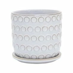 Ceramic Bubbles Planter with Saucer Beige - Sagebrook Home -Cheap Planters Store unnamed file 3540