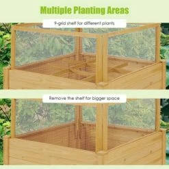 Costway Raised Garden Bed Wooden Garden Box with 9 Grids & Critter Guard Fence -Cheap Planters Store unnamed file 357