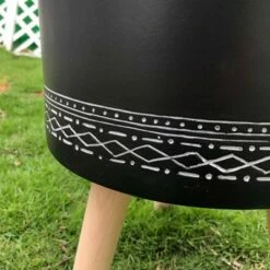 19.5" Classic Cylindrical Lightweight Concrete Outdoor Planter with 3 Wooden Legs - Rosemead Home & Garden, Inc. Gray