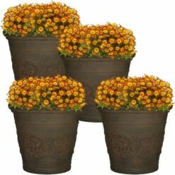 Sunnydaze Decor Sunnydaze Indoor/Outdoor Patio, Garden, or Porch Weather-Resistant Double-Walled Arabella Flower Pot Planter - 20" - Sable Finish - 4pk -Cheap Planters Store unnamed file 3577