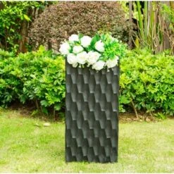 Kante Lightweight Tall Outdoor Rectangular Concrete Planter Burnished Black - Rosemead Home & Garden, Inc.