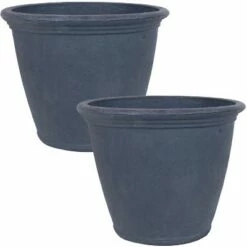 Sunnydaze Decor Sunnydaze Anjelica Polyresin Indoor/Outdoor Unbreakable Double-Walled UV-Resistant Flower Pot Planter - 24" Diameter - 2-Pack - Slate -Cheap Planters Store unnamed file 3607